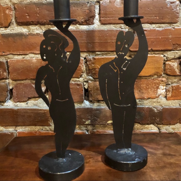 Vintage metal tapered candle holders - Picture 5 of 6